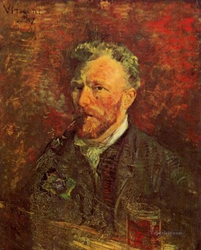 Autorretrato con pipa y vaso Vincent van Gogh Pinturas al óleo